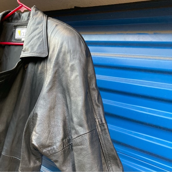 Classic Black Leather Trench Coat - Picture 7 of 16